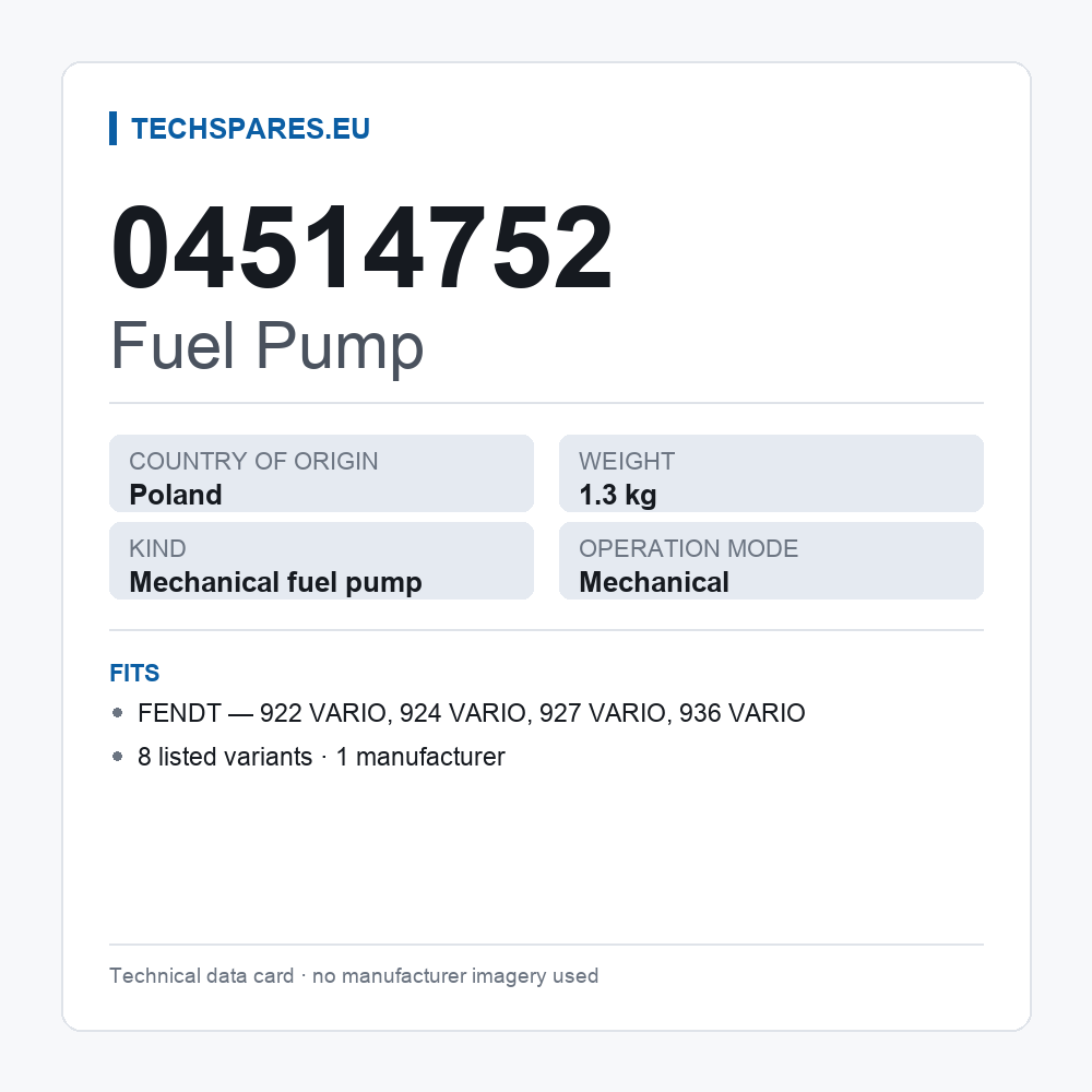 Fuel Pump 04514752 — technical data card