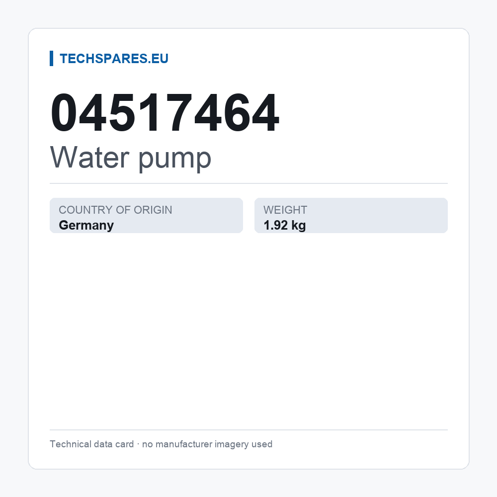 Water pump 04517464 — technical data card