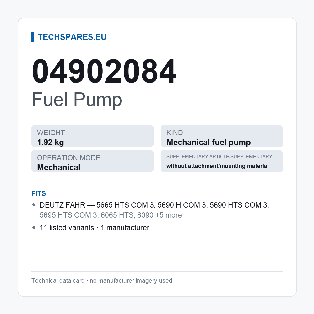 Fuel Pump 04902084 — technical data card