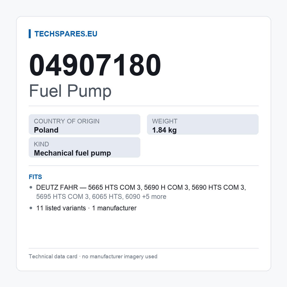 Fuel Pump 04907180 — technical data card