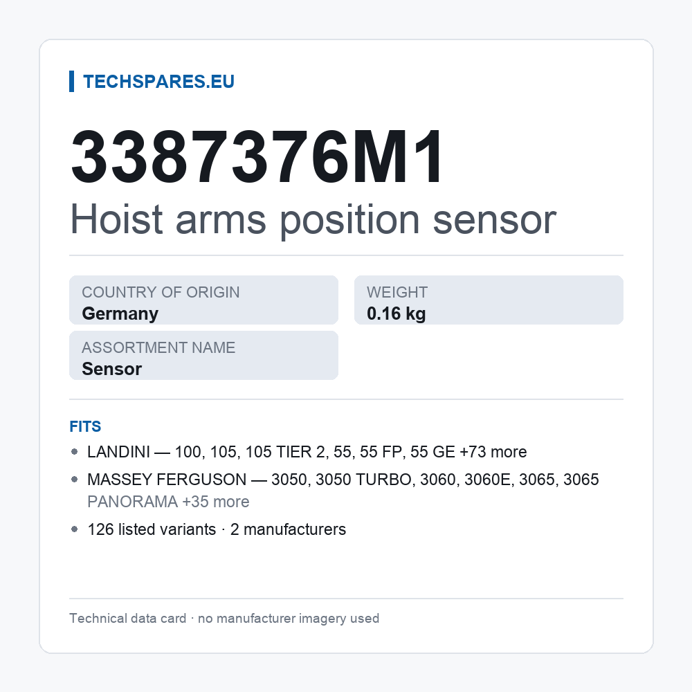 Hoist arms position sensor 3387376M1 — technical data card