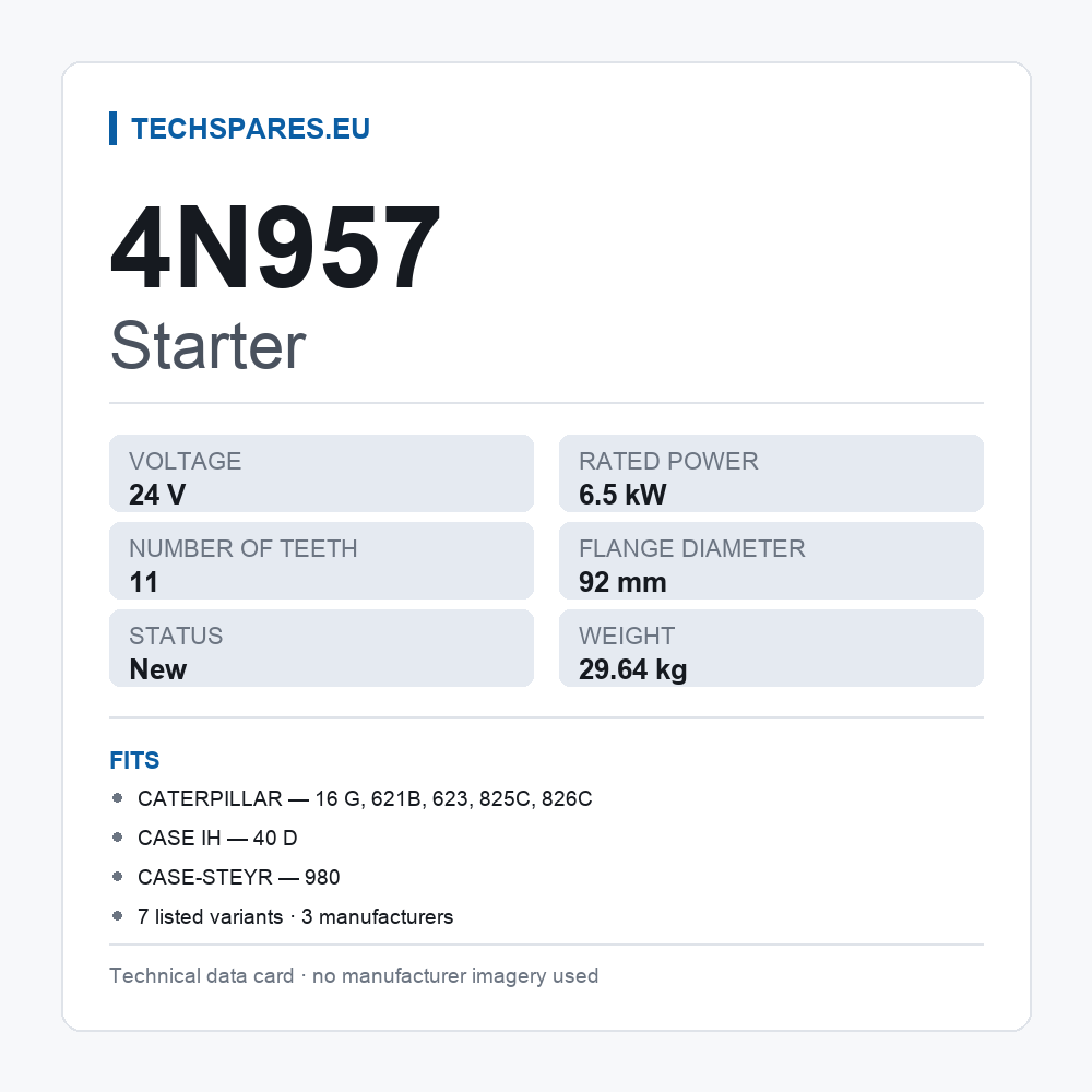 Starter 4N957 — technical data card