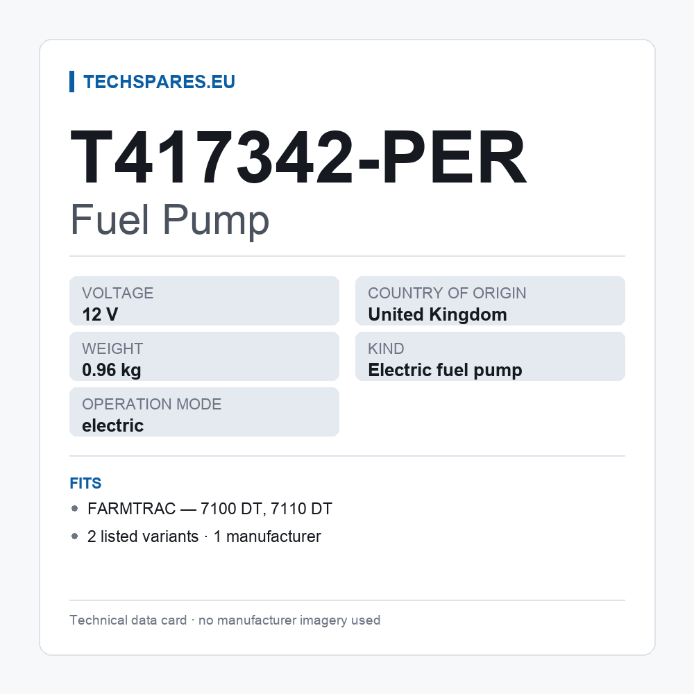 Fuel Pump T417342-PER — technical data card