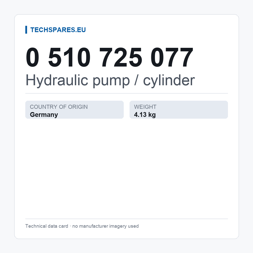 Hydraulic pump / cylinder 0 510 725 077 — technical data card