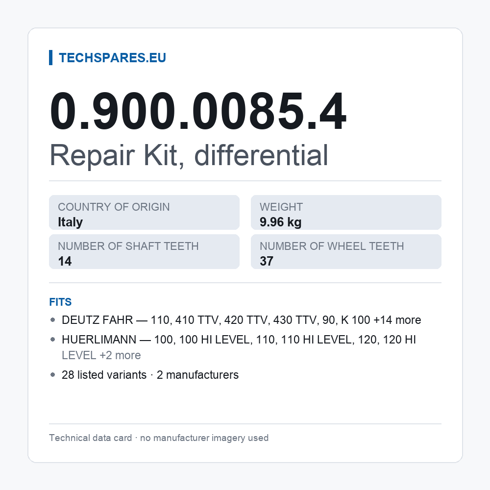 Repair Kit, differential 0.900.0085.4 — technical data card