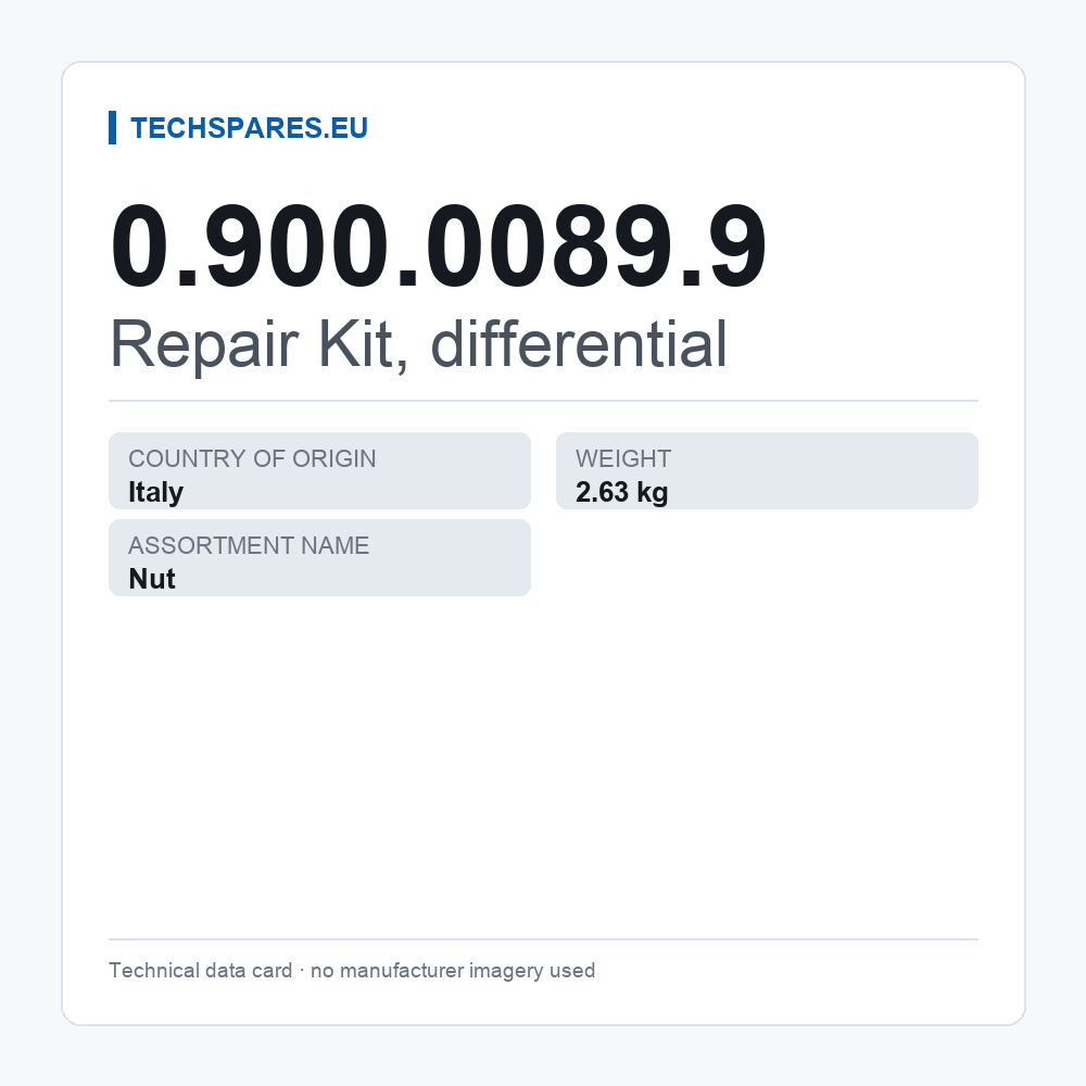 Repair Kit, differential 0.900.0089.9 — technical data card