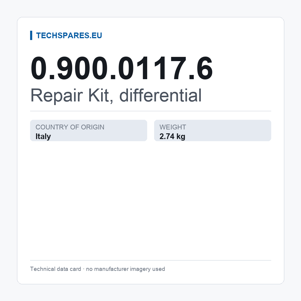 Repair Kit, differential 0.900.0117.6 — technical data card