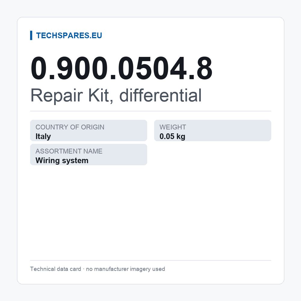 Repair Kit, differential 0.900.0504.8 — technical data card
