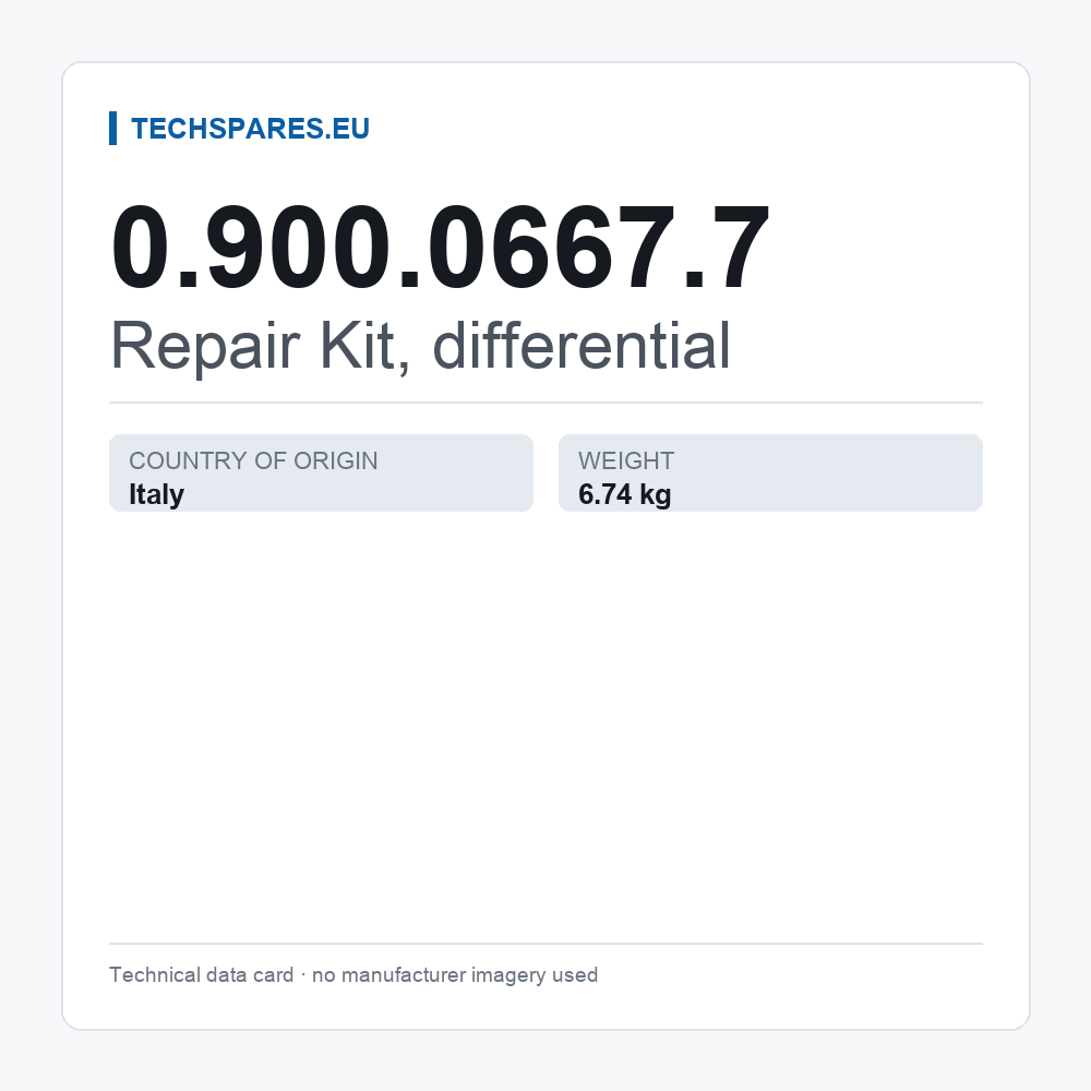 Repair Kit, differential 0.900.0667.7 — technical data card