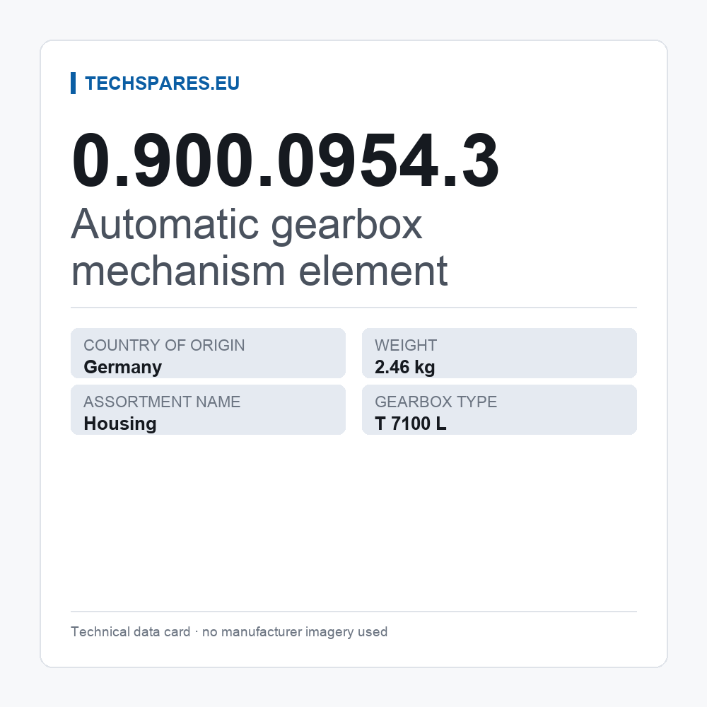 Automatic gearbox mechanism element 0.900.0954.3 — technical data card