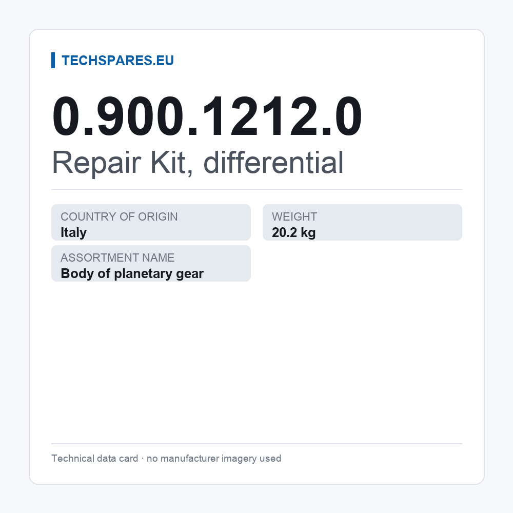Repair Kit, differential 0.900.1212.0 — technical data card