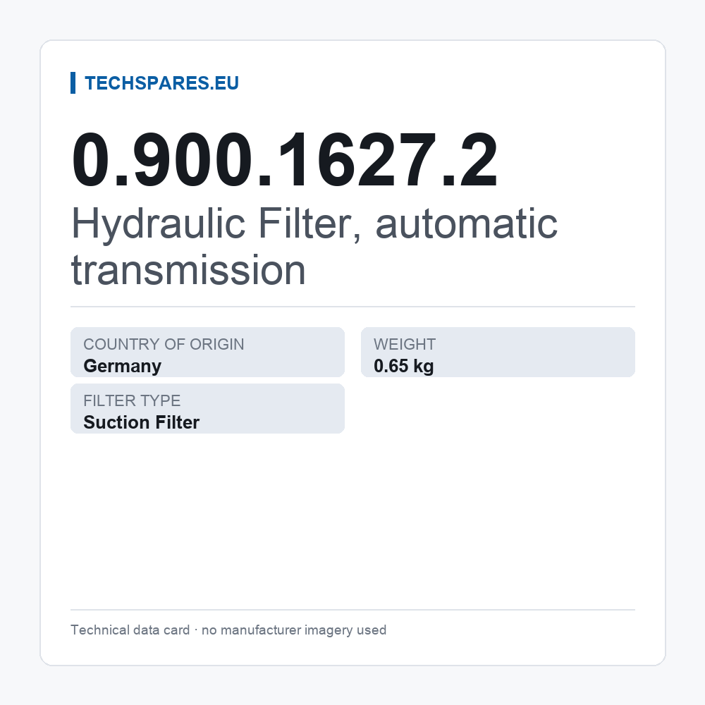Hydraulic Filter, automatic transmission 0.900.1627.2 — technical data card