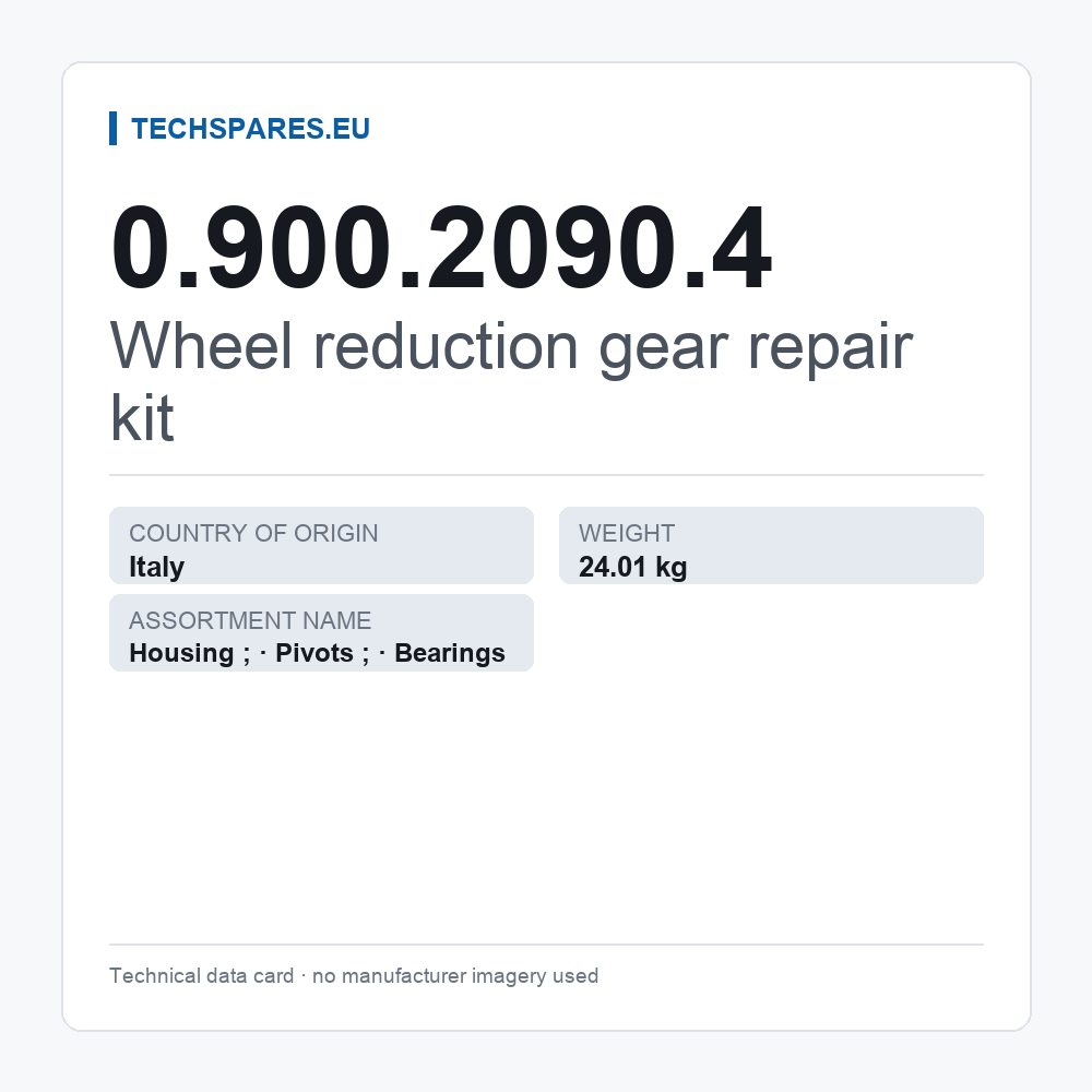 Wheel reduction gear repair kit 0.900.2090.4 — technical data card