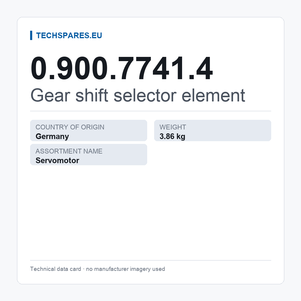 Gear shift selector element 0.900.7741.4 — technical data card
