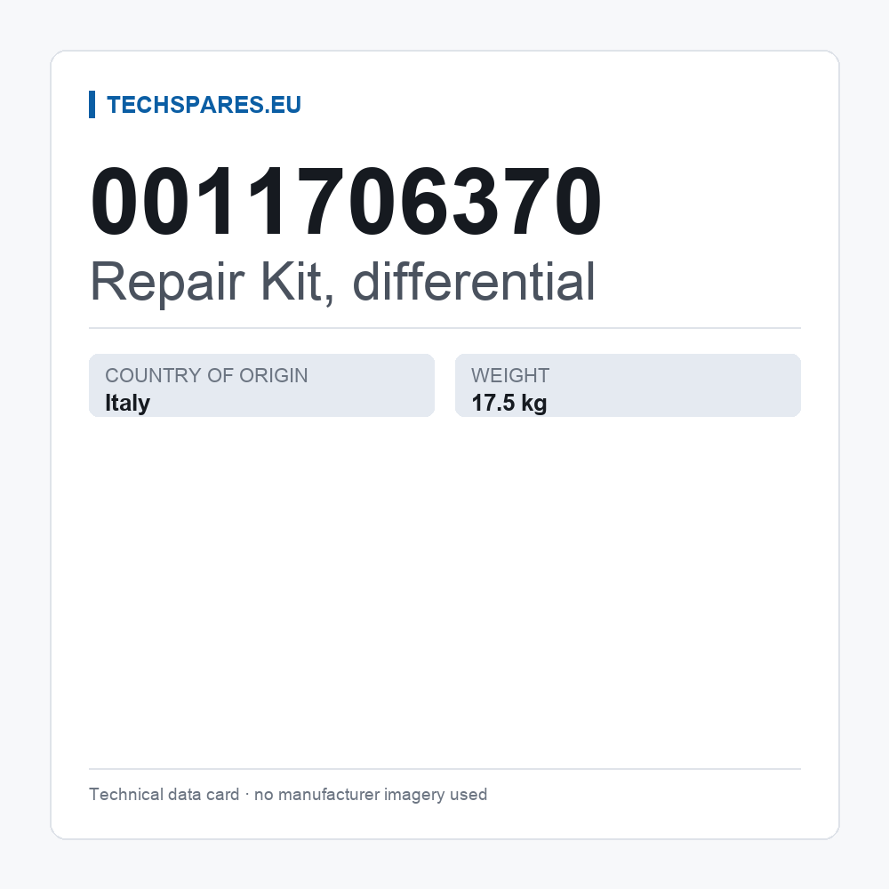 Repair Kit, differential 0011706370 — technical data card