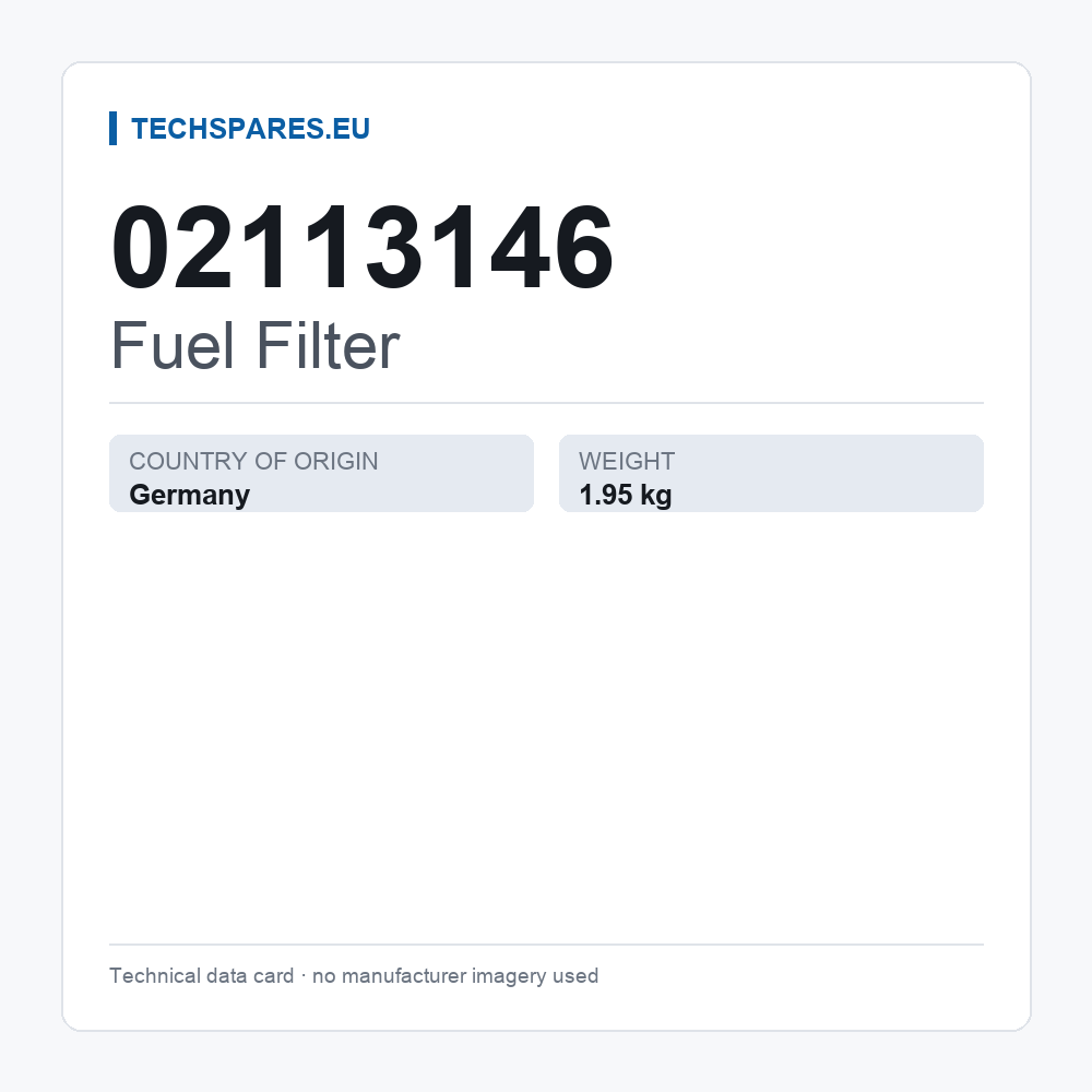 Fuel Filter 02113146 — technical data card