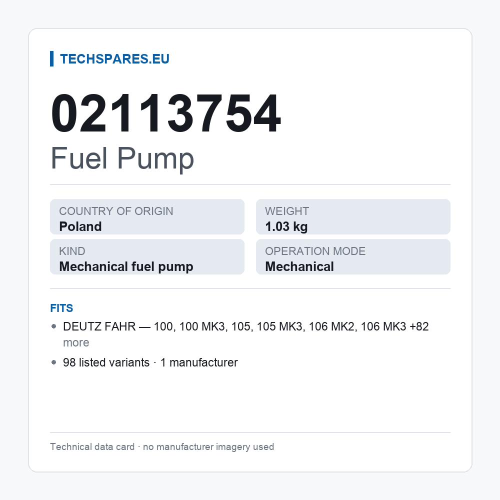 Fuel Pump 02113754 — technical data card