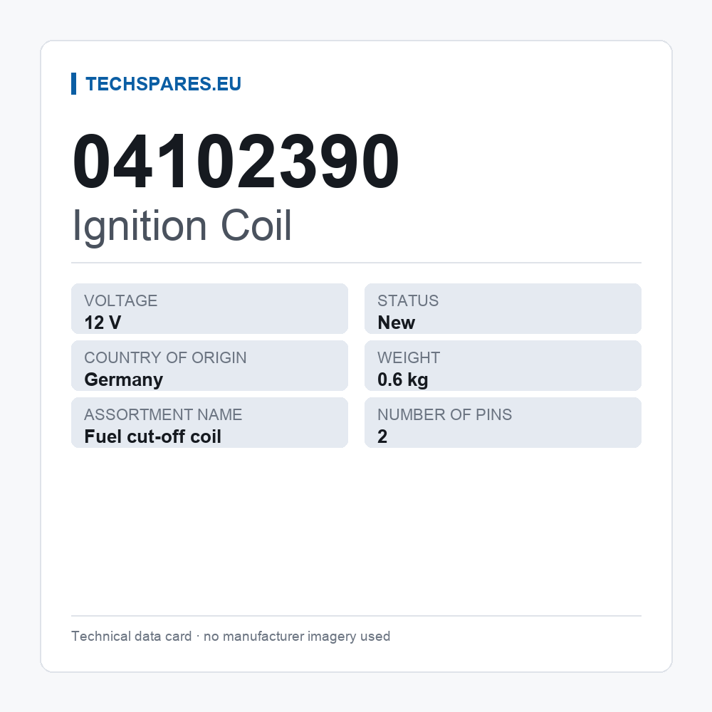Ignition Coil 04102390 — technical data card