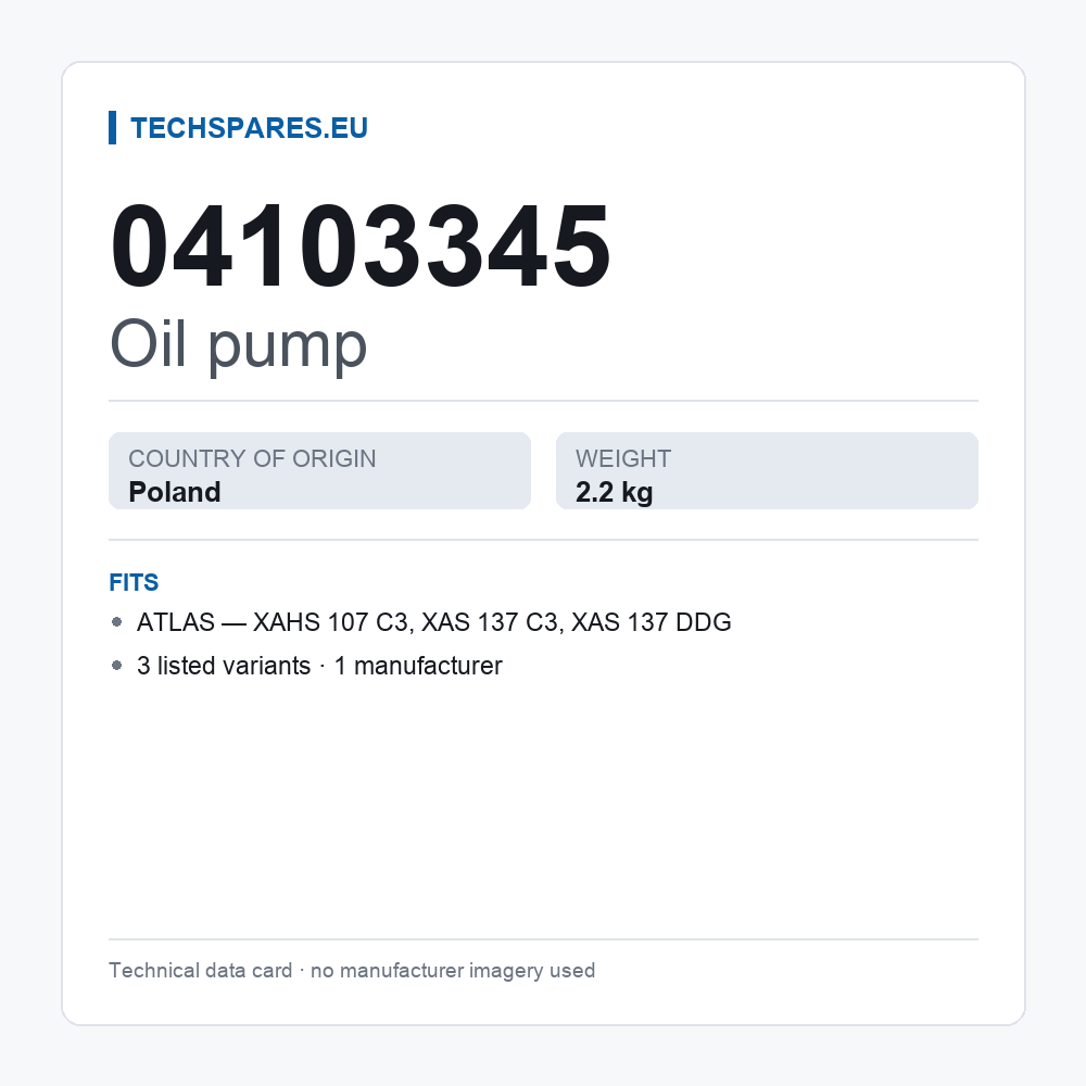 Oil pump 04103345 — technical data card