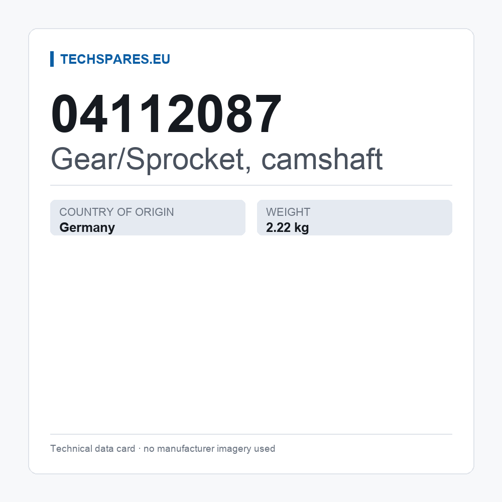 Gear/Sprocket, camshaft 04112087 — technical data card
