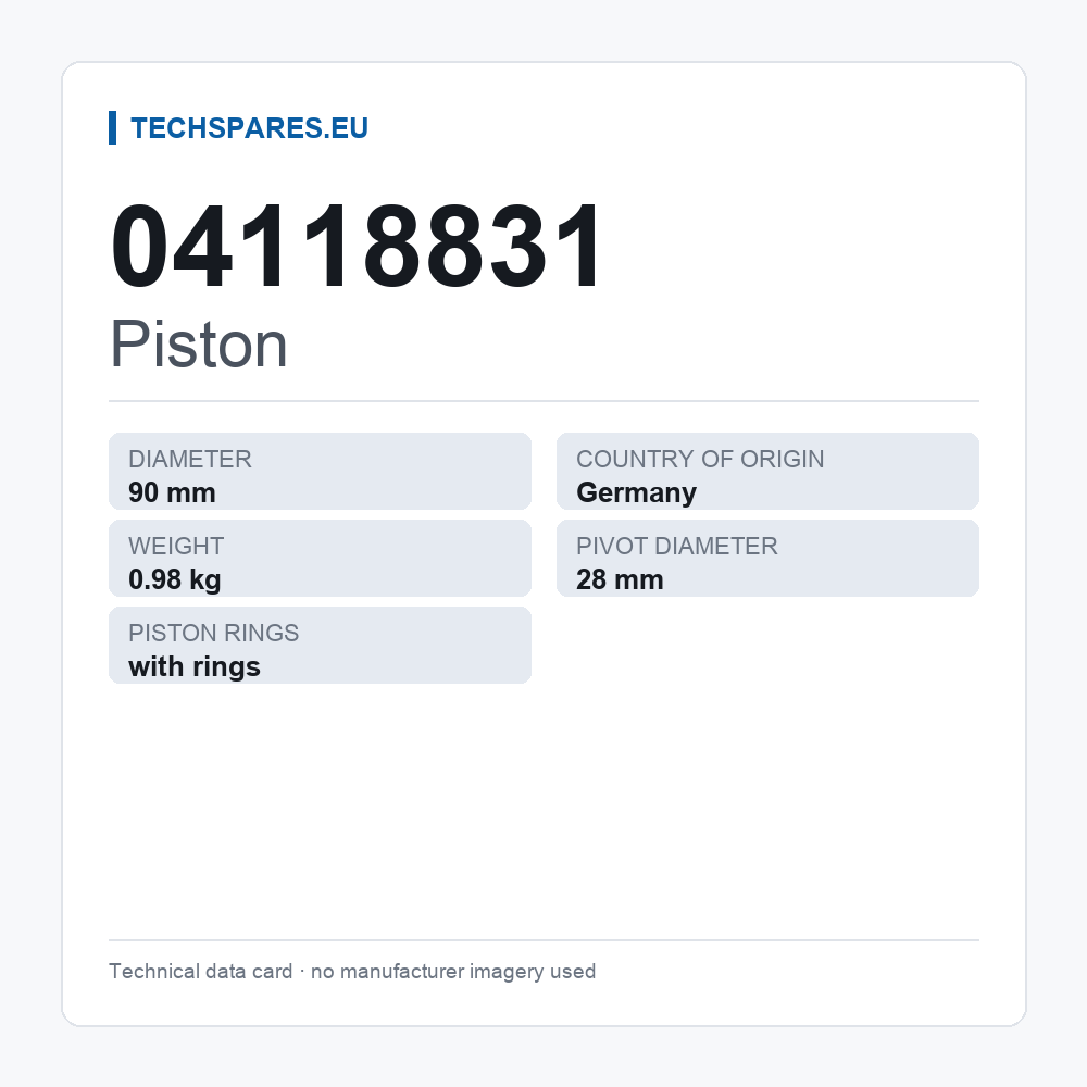 Piston 04118831 — technical data card