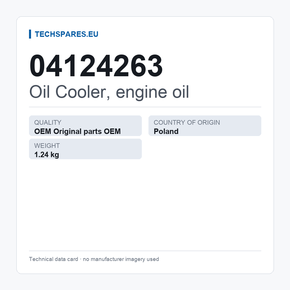 Oil Cooler, engine oil 04124263 — technical data card