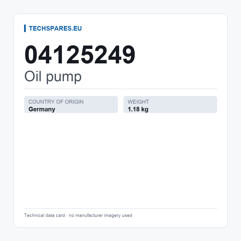 Oil pump 04125249 — technical data card