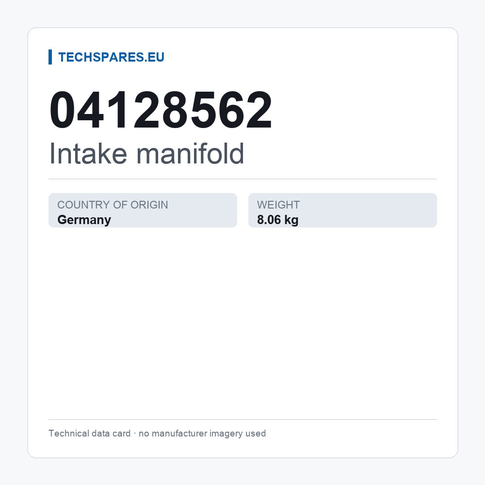 Intake manifold 04128562 — technical data card