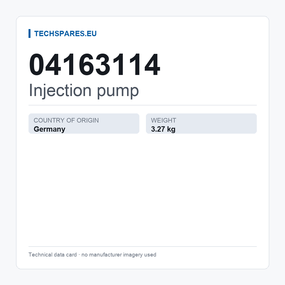 Injection pump 04163114 — technical data card