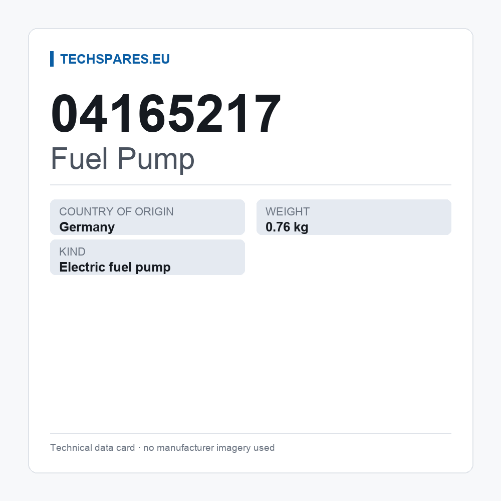 Fuel Pump 04165217 — technical data card