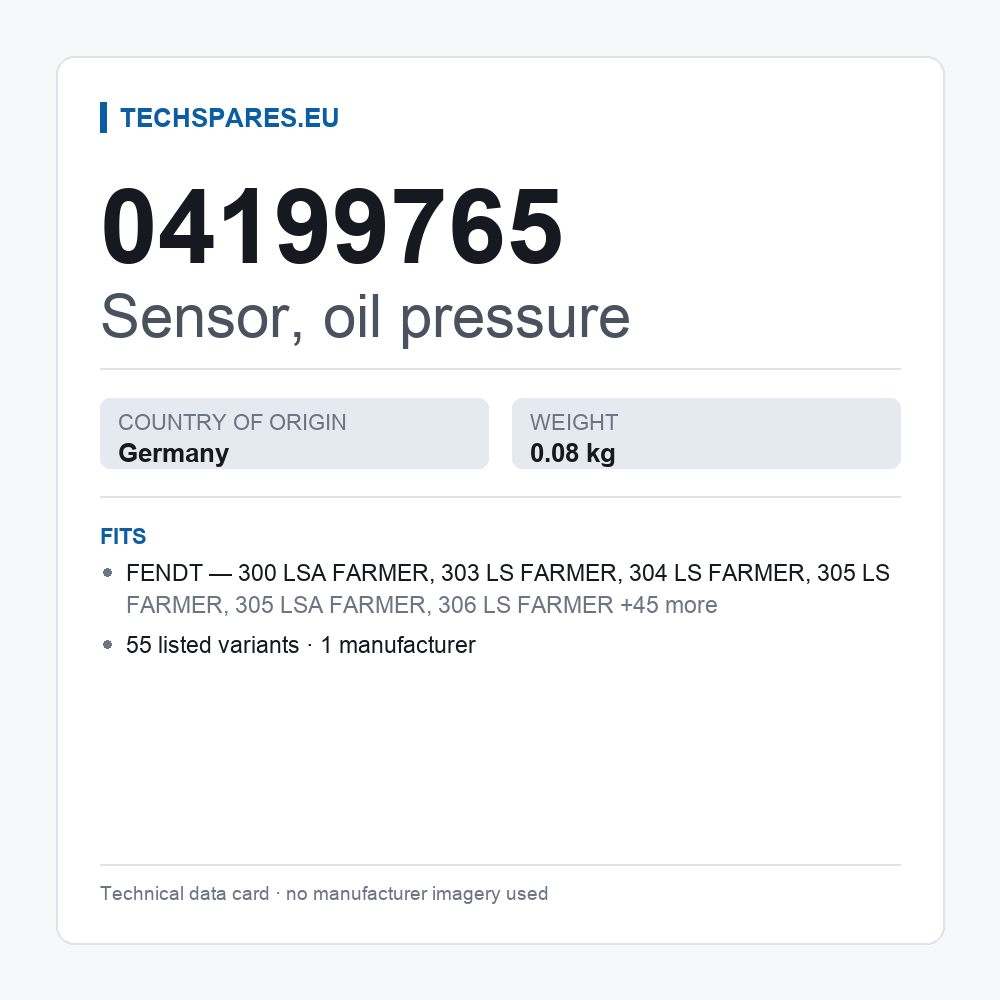 Sensor, oil pressure 04199765 — technical data card
