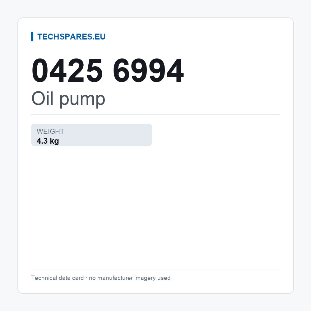 Oil pump 0425 6994 — technical data card