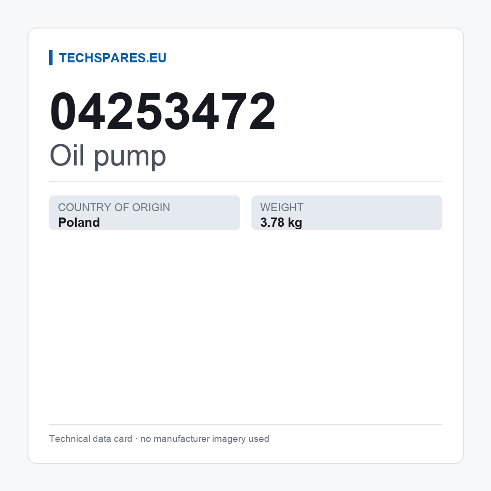 Oil pump 04253472 — technical data card