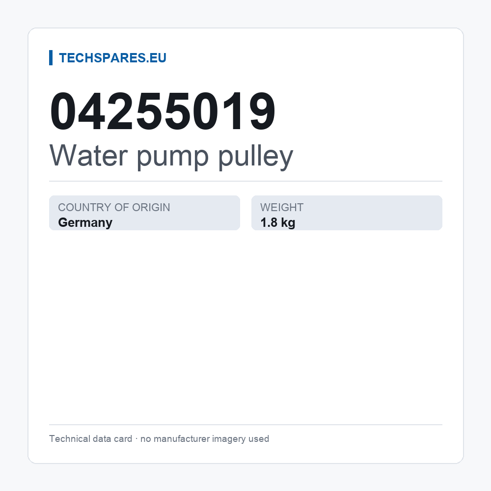 Water pump pulley 04255019 — technical data card
