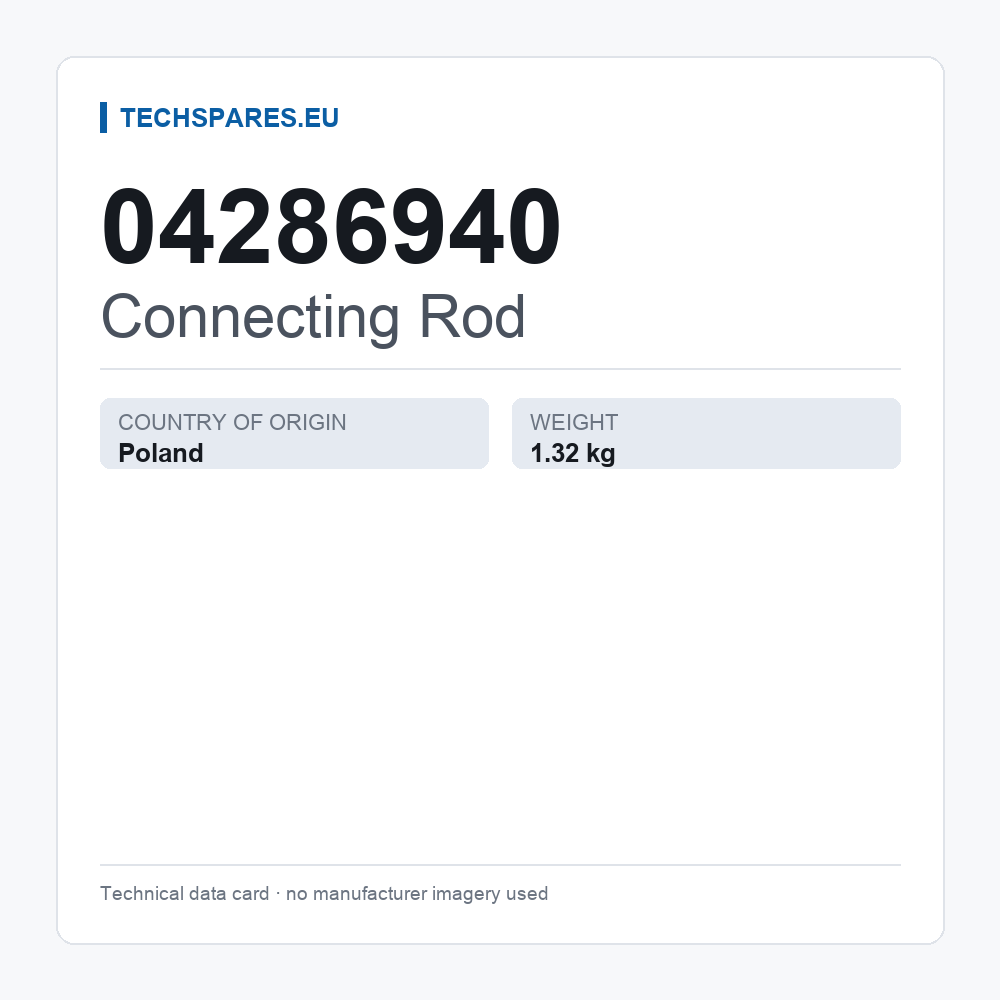 Connecting Rod 04286940 — technical data card