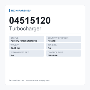 Turbocharger 04515120 — technical data card