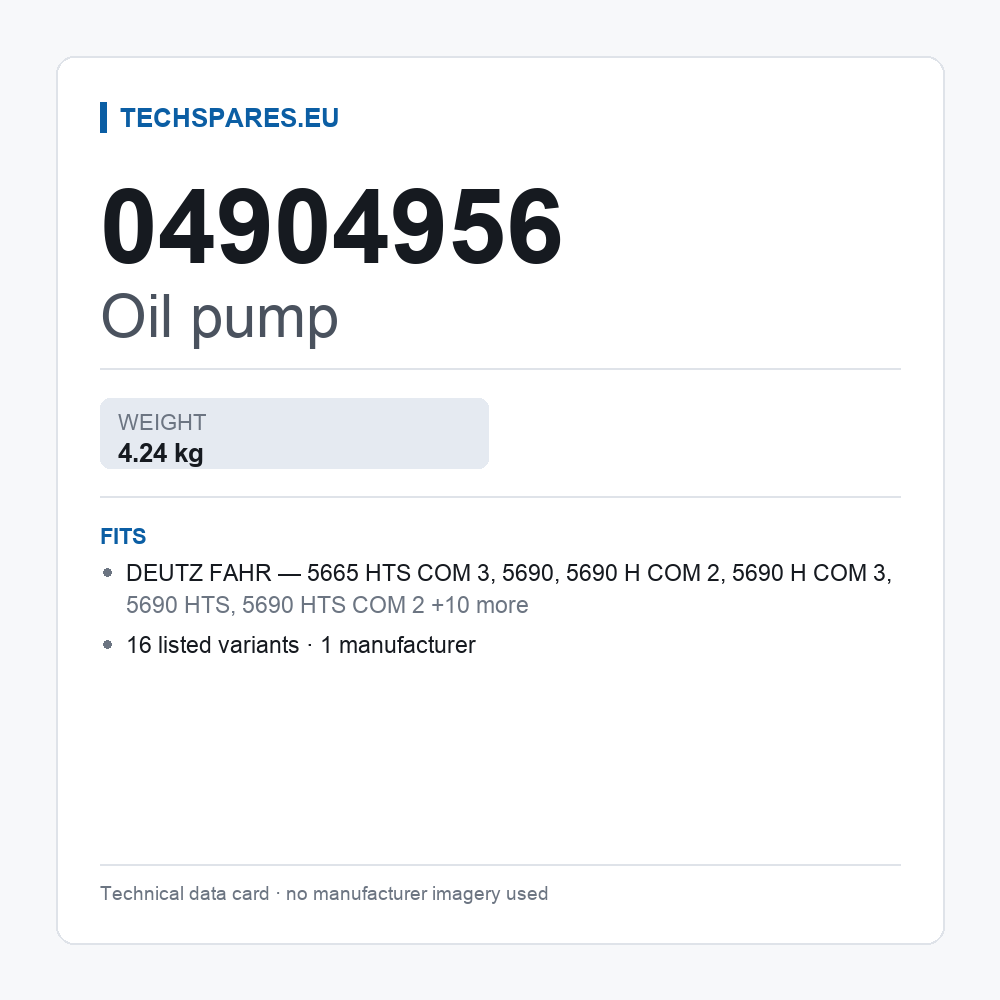 Oil pump 04904956 — technical data card