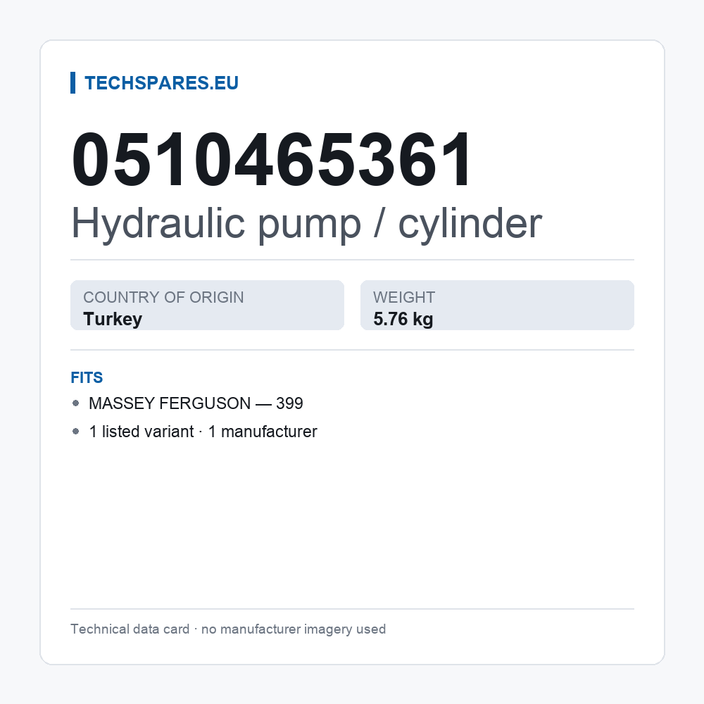 Hydraulic pump / cylinder 0510465361 — technical data card