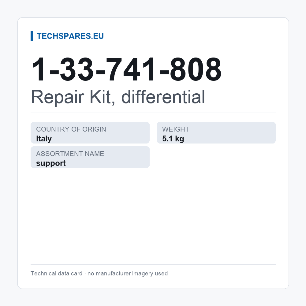 Repair Kit, differential 1-33-741-808 — technical data card