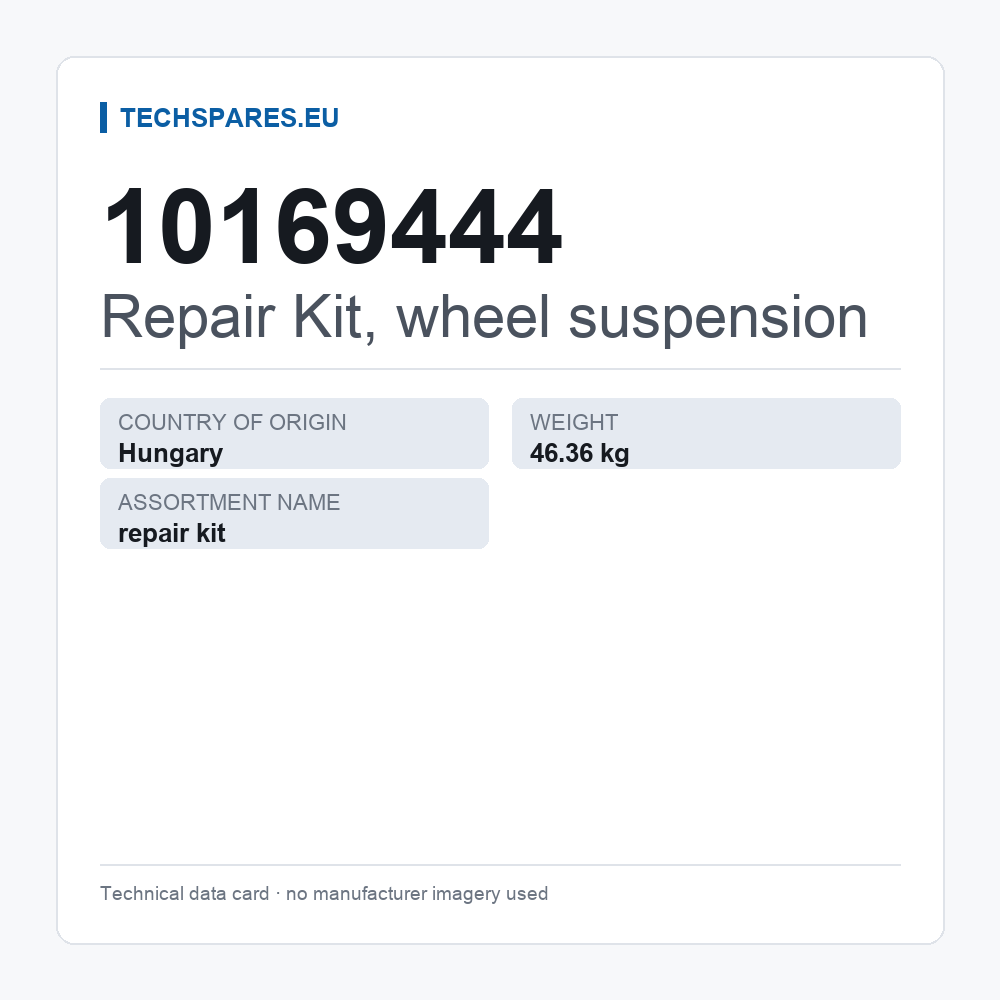 Repair Kit, wheel suspension 10169444 — technical data card