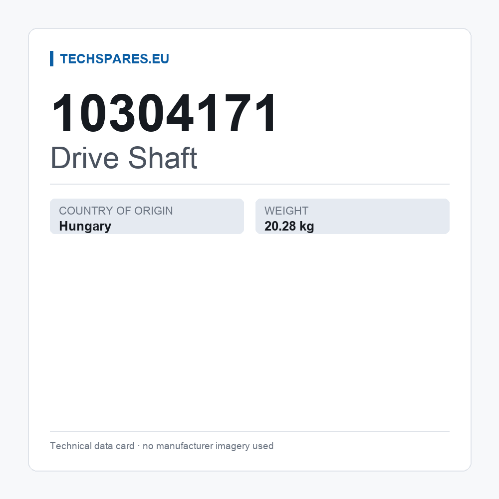 Drive Shaft 10304171 — technical data card