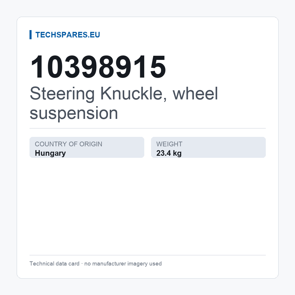 Achsschenkel, Radaufhängung 10398915 — technisches Datenblatt