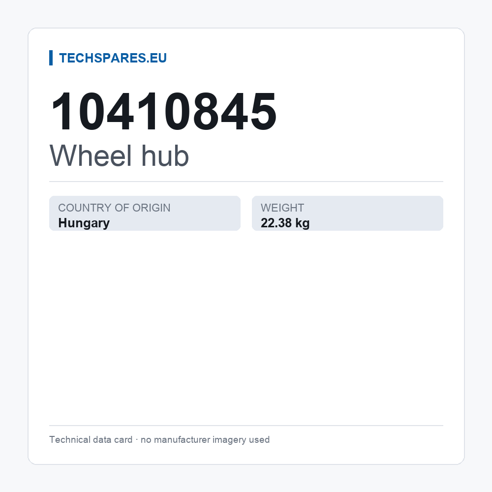 Wheel hub 10410845 — technical data card