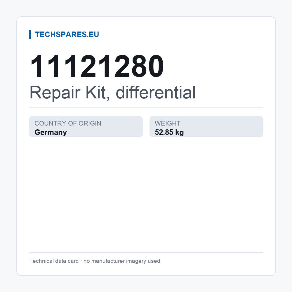 Repair Kit, differential 11121280 — technical data card