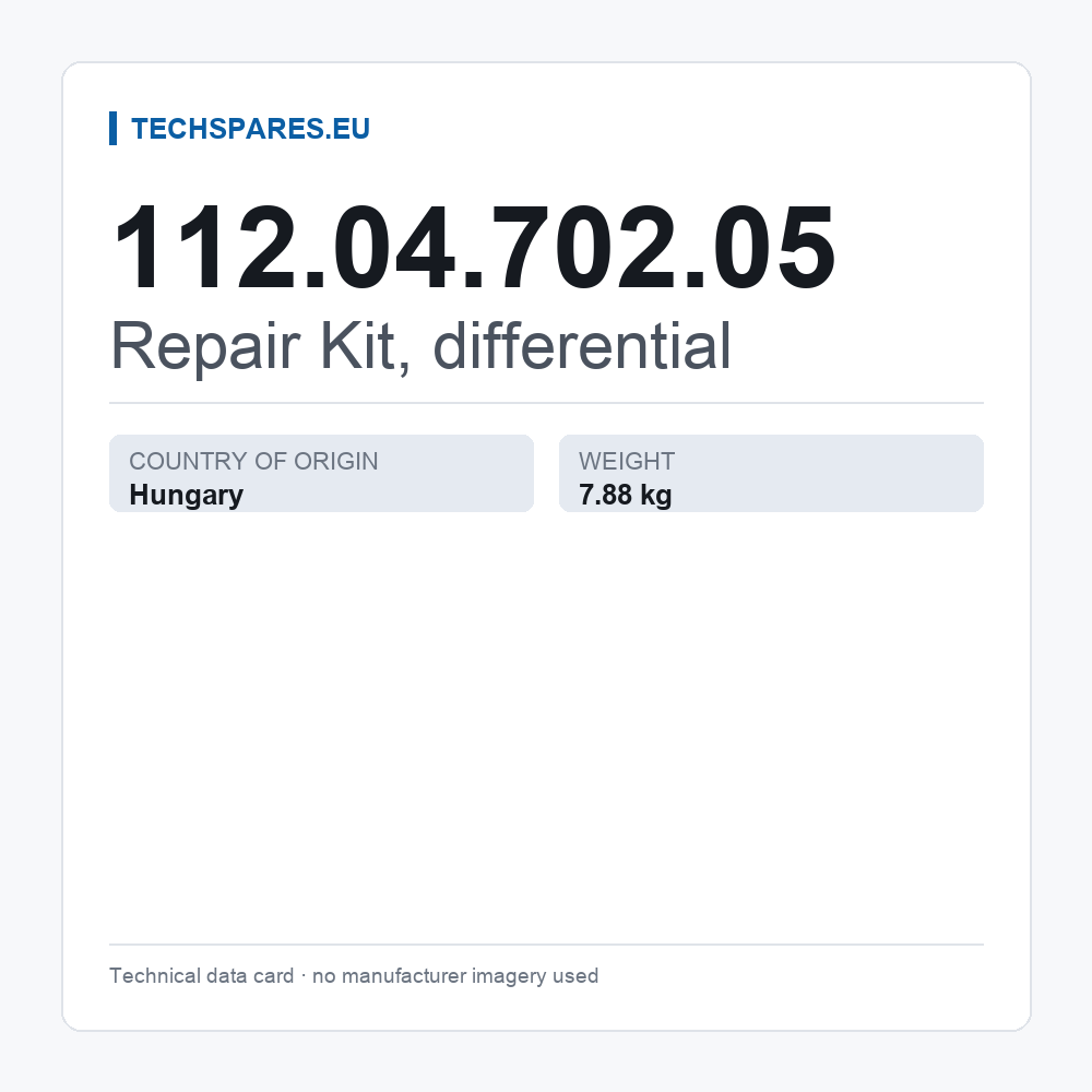 Repair Kit, differential 112.04.702.05 — technical data card