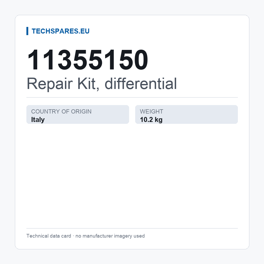 Repair Kit, differential 11355150 — technical data card