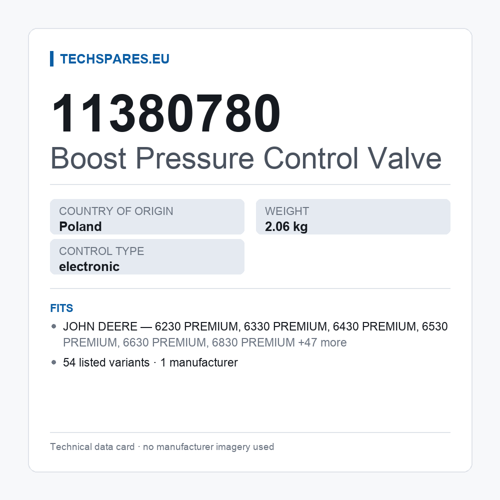 Boost Pressure Control Valve 11380780 — technical data card