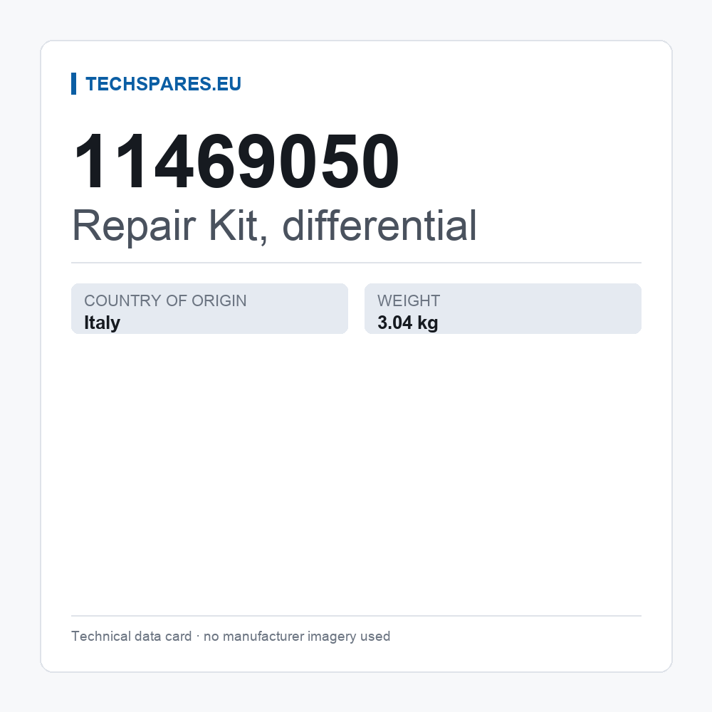 Repair Kit, differential 11469050 — technical data card