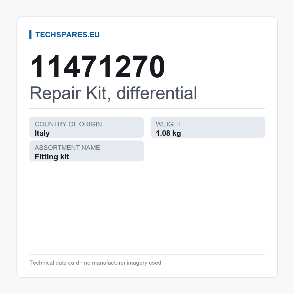 Repair Kit, differential 11471270 — technical data card