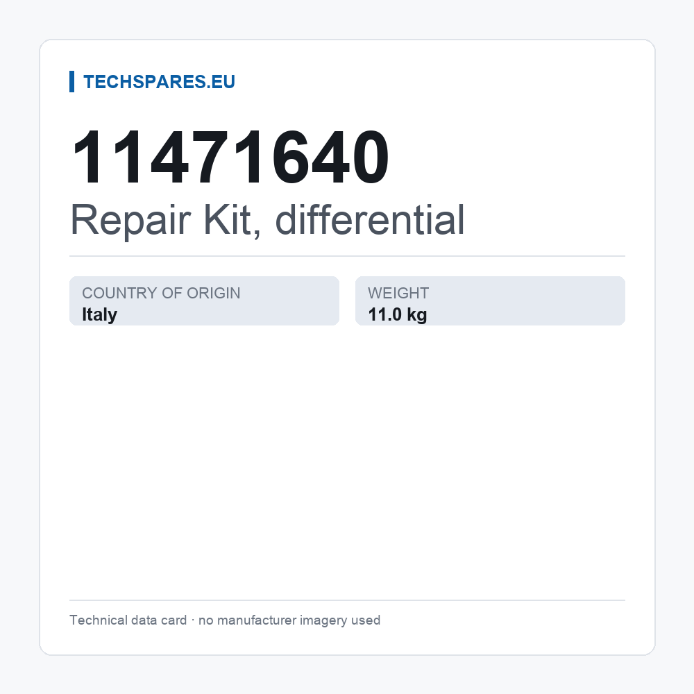Repair Kit, differential 11471640 — technical data card